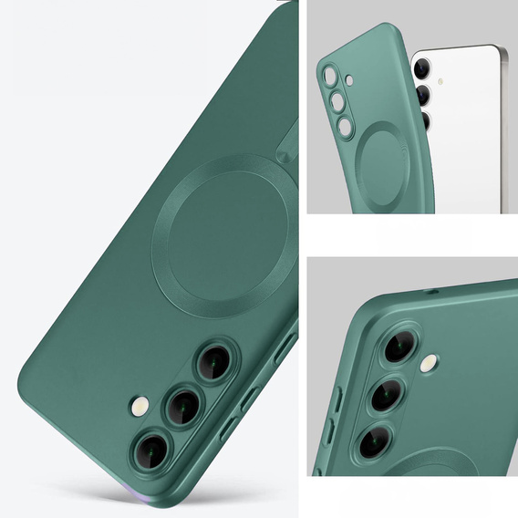 Θήκη για Samsung Galaxy A36, ColorMag, για MagSafe, πράσινη + γυαλί 9H, μετριασμένο