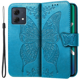 Θήκη με πτερύγιο για Motorola Moto G84, Butterfly, μπλε