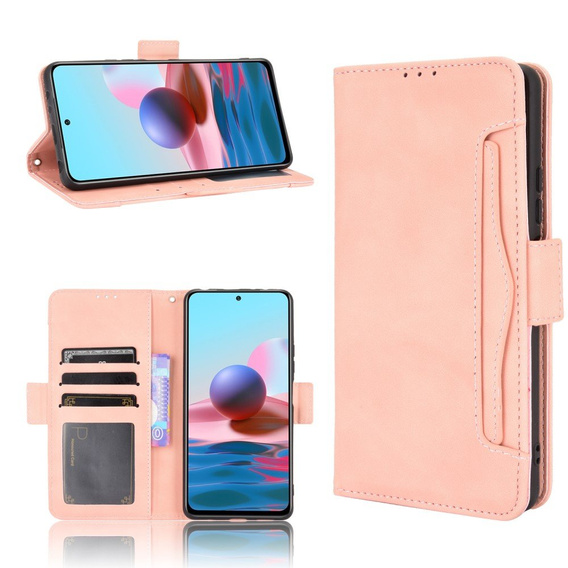 Θήκη με πτερύγιο για Xiaomi Redmi Note 10 Pro, Card Slot, ροζ