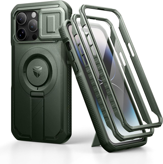 Θωρακισμένη θήκη για iPhone 14 Pro Max, Dexnor CamProtect MagSafe, πράσινη (Δύο πλαίσια)