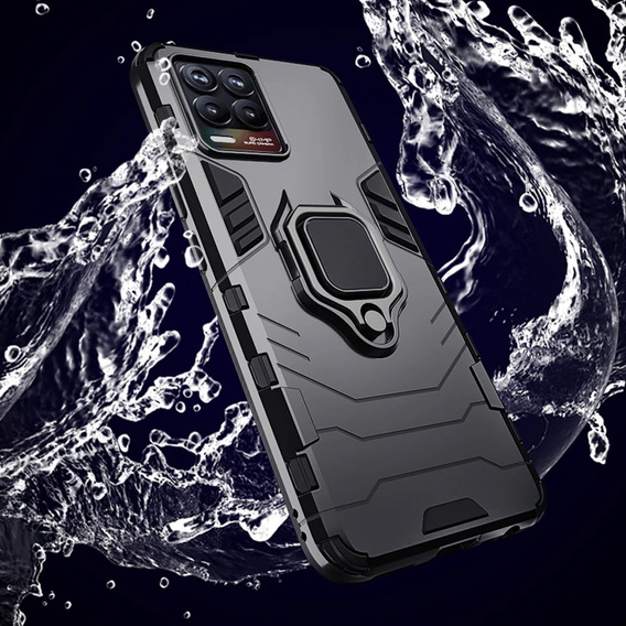 Θήκη για Realme 8 / 8 Pro, Kickstand Ring, μαύρη