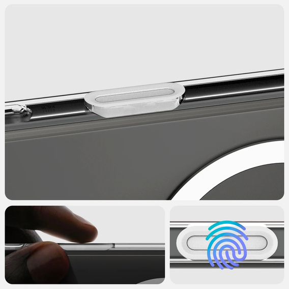 Θήκη ERBORD MagSafe για iPhone 16 Pro, ενεργό κουμπί, διαφανής + Γυαλί για την οθόνη