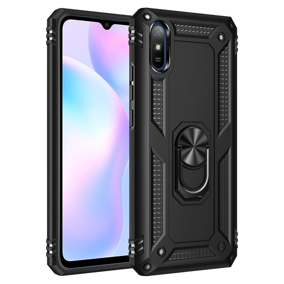 θωρακισμένη θήκη για Xiaomi Redmi 9A, Nox Case Ring, μαύρη