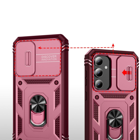 Θήκη για Samsung Galaxy S23 FE, CamShield Slide, ροζ / κόκκινο
