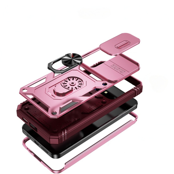 Θήκη για Samsung Galaxy S24+ Plus, CamShield Slide, ροζ / κόκκινο