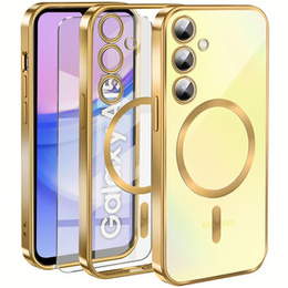 Θήκη για Samsung Galaxy A15 4G/5G, Electro MagSafe, χρυσή + Γυαλί για την οθόνη