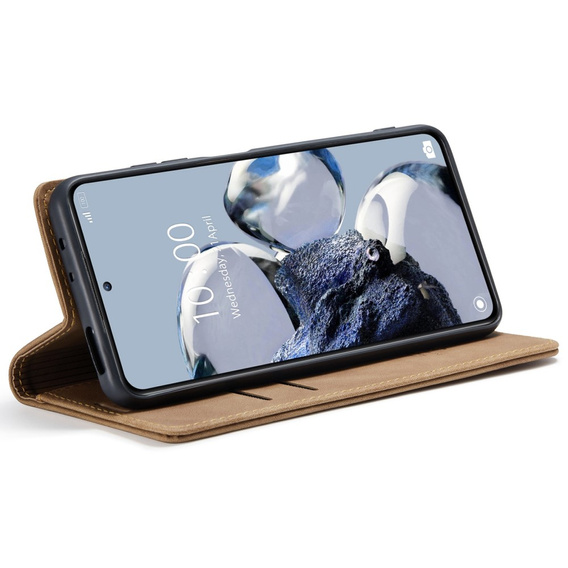 θήκη CASEME για Xiaomi 12T / 12T Pro, Leather Wallet Case, καφέ