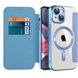 Θήκη με πτερύγιο για iPhone 15 Plus, RFID Wallet MagSafe CamShield, μπλε