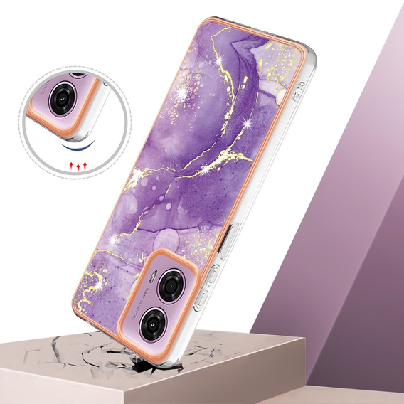 Προστατευτική θήκη για Motorola Moto G24 / G24 Power / G04, Marble Slim Case, σκούρο μωβ