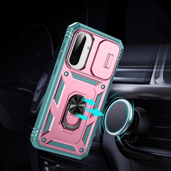 Θήκη για Samsung Galaxy A56 5G, KickStand Camera Lens, ροζ / πράσινο