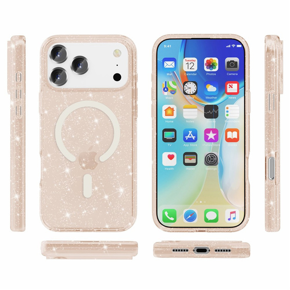 Θήκη για iPhone 17 Pro Max, για MagSafe, με λάμψη - ημιδιαφανές χρυσό