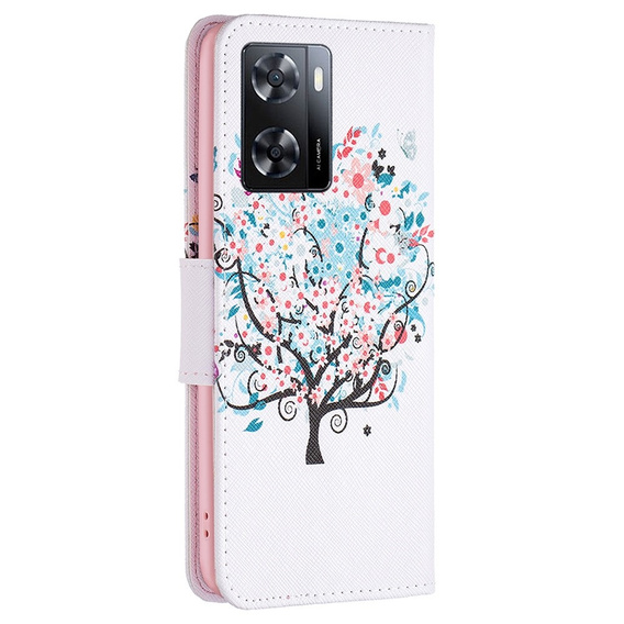 Θήκη με πτερύγιο για OPPO A57 / A57s, Wallet, colorful tree, λευκή