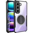 Θήκη για Infinix Hot 50 Pro+ 4G, με μαγνητική πλάκα, διαφανής / μαύρη
