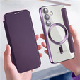 Θήκη με πτερύγιο για Samsung Galaxy S24+ Plus, RFID Wallet MagSafe CamShield, μωβ