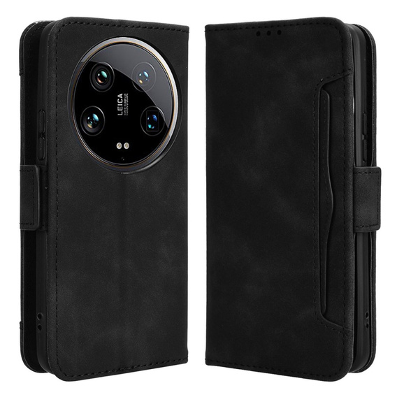 Θήκη με πτερύγιο για Xiaomi 14 Ultra, Card Slot, μαύρη