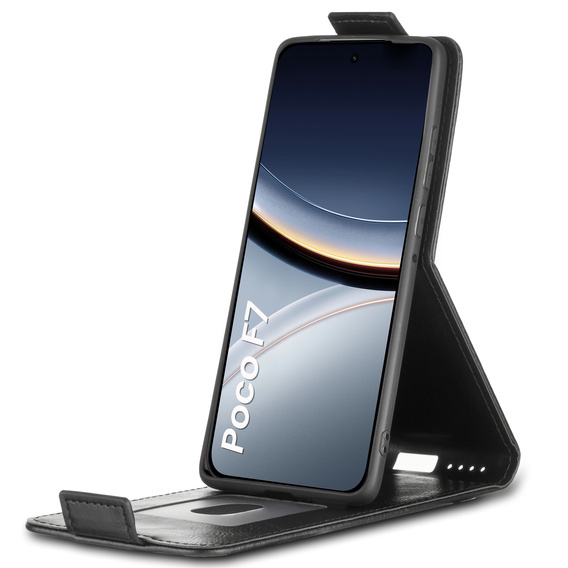 Θήκη με πτερύγιο για Xiaomi Poco F7, Flip, μαύρη