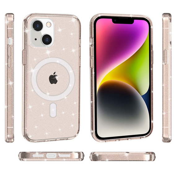 θήκη για iPhone 14 Plus, Glittery, για MagSafe, χρυσή