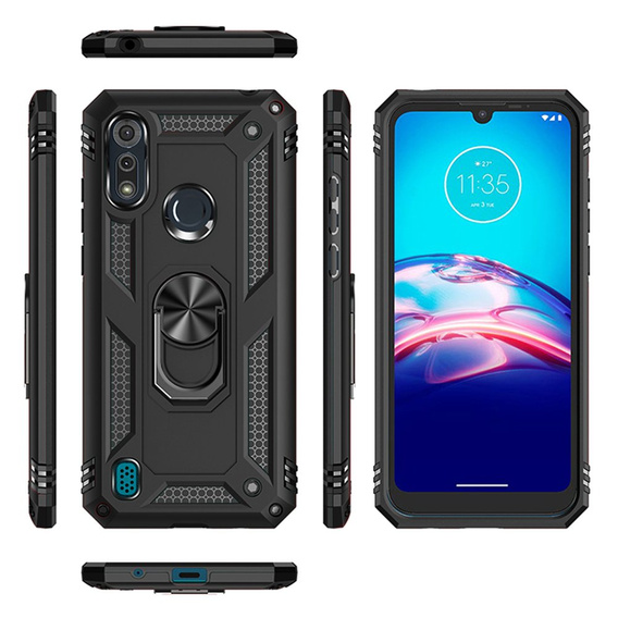 θωρακισμένη θήκη για Motorola Moto E6S, Nox Case Ring, μαύρη