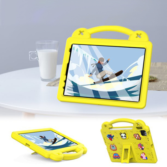 Παιδική θήκη για iPad 10.9 2022 10 Gen, Cute Patterns, με βάση, κίτρινη