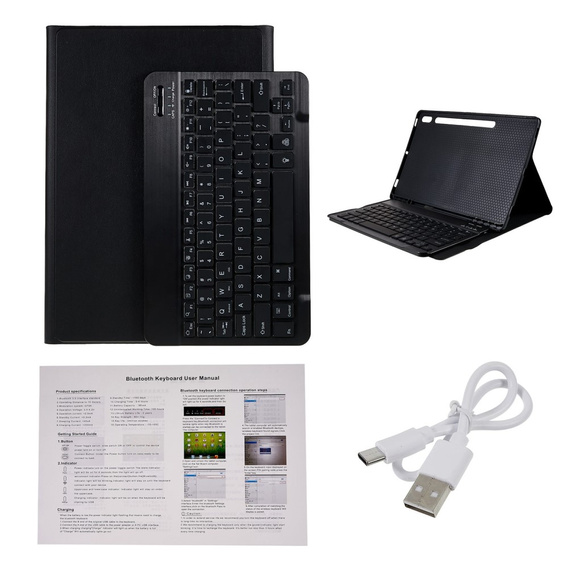 Θήκη + πληκτρολόγιο Galaxy Tab S7+ Plus / S8+ Plus /S7 FE T730 T733, Pen Slot, μαύρη
