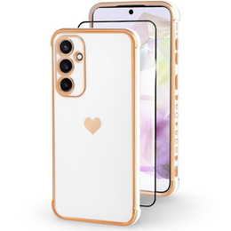 Θήκη για Samsung Galaxy A35 5G, Electro heart, λευκή + Full Glue Ceramic Glass