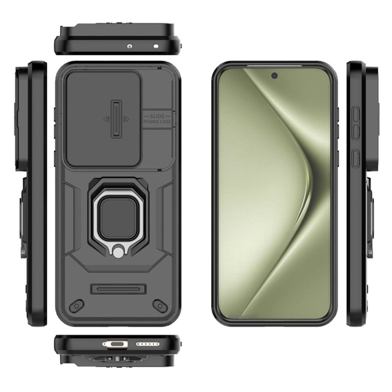 Θήκη για Huawei Pura 70 Ultra, KickStand Camera Lens, μαύρη