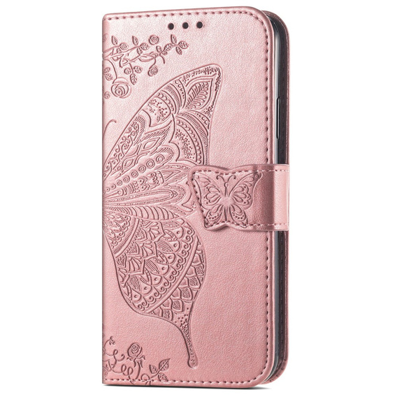 Θήκη με πτερύγιο για Samsung Galaxy S25 FE, Butterfly, ροζ rose gold