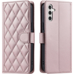 θήκη πτερύγιο για Samsung Galaxy A16, Rhombus Crossbody Leather, ροζ rose gold