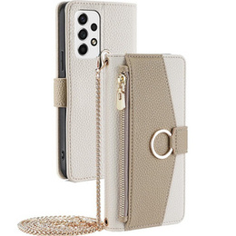 θήκη Wallet Zipper Pocket flip για το Samsung Galaxy A53 5G, Wallet Zipper Pocket, με καθρέφτη, λευκή
