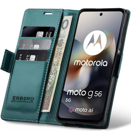 ERBORD Γυαλιστερό πορτοφόλι Litchi με πτερύγιο για Motorola Moto G56 5G