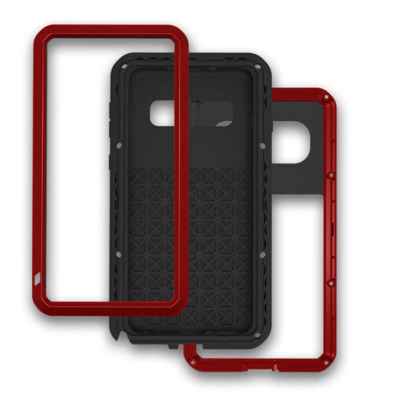 Love Mei Θήκη για Samsung Galaxy S10+ Plus, armored with glass, κόκκινη