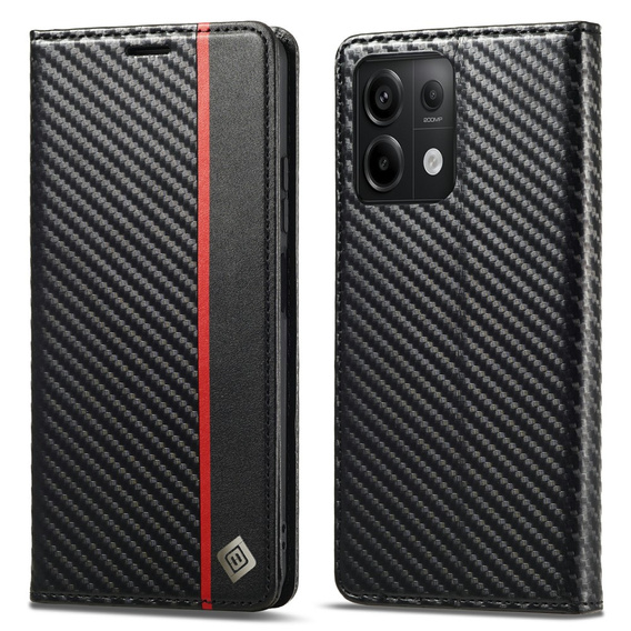 Θήκη με πτερύγιο για Xiaomi Redmi Note 13 Pro 4G / Xiaomi Redmi Note 14S / Xiaomi Poco M6 Pro 4G, Carbon LC.IMEEKE, μαύρη