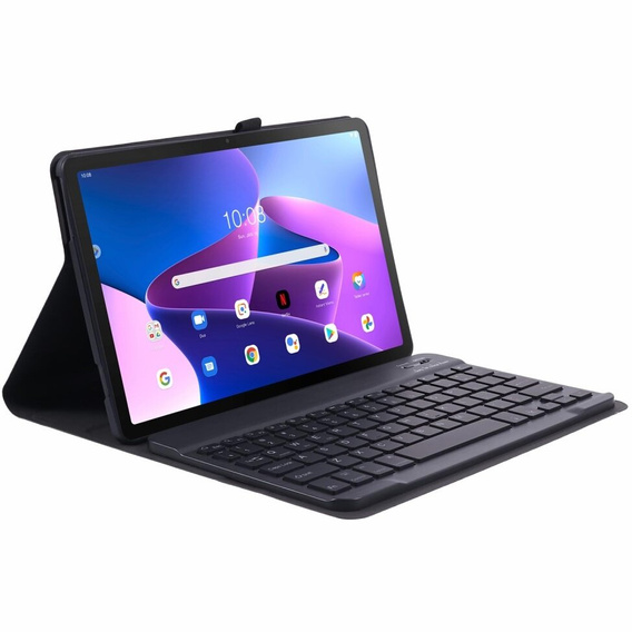 Θήκη + πληκτρολόγιο Lenovo Tab M10 Plus Gen 3 TB-125F TB-128F, μαύρη