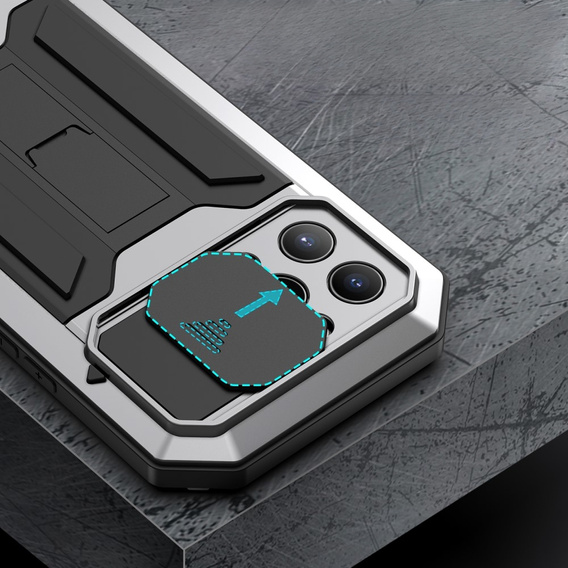 Θήκη για iPhone 13 Pro Max, R-JUST CamShield Slide, θωρακισμένη, ασημένια / μαύρη