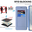 Θήκη με πτυσσόμενο κάλυμμα RFID Wallet MagSafe με προστασία κάμερας για Samsung Galaxy S26, μπλε