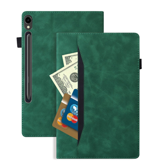 θήκη για Samsung Galaxy Tab S10 FE+ Plus, Classic, με υποδοχή γραφίδας, πράσινη