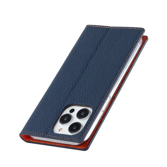 Θήκη με πτερύγιο για iPhone 14 Pro, Litchi Skin Grain, σκούρο μπλε