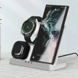 Ασύρματο φορτιστή 3 σε 1 QI γρήγορο για Samsung S25 S24 S23 Galaxy Watch Buds Σταθμός λευκό