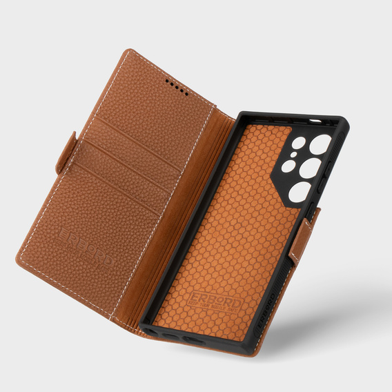 Δερμάτινη θήκη για Samsung Galaxy S24 Ultra, ERBORD LeatherWallet, καφέ