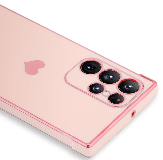 Θήκη για Samsung Galaxy S23 Ultra, Electro heart, ροζ rose gold + Full Glue Ceramic Glass