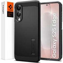 θήκη Spigen για Samsung Galaxy S25 Edge, Tough Armor Mag Mag MagSafe, μαύρη + μετριασμένο γυαλί 9H