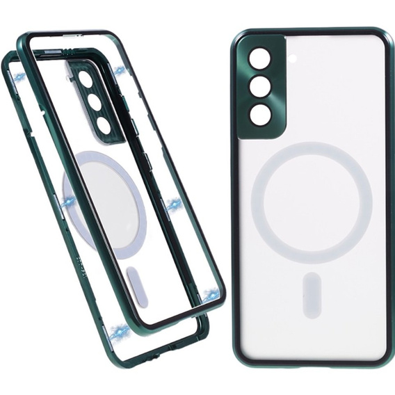 Μαγνητική θήκη MagSafe Dual Glass για Samsung Galaxy S22, πράσινη