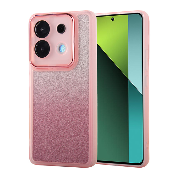 Θήκη για Xiaomi Redmi Note 13 Pro 5G, Glittery Powder, ροζ + 9H tempered glass