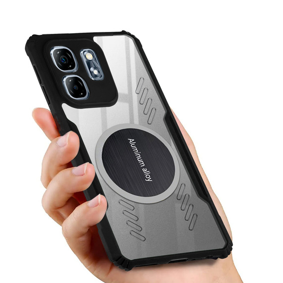 Θήκη για Infinix Hot 50i 4G, με μαγνητική πλάκα, διαφανής / μαύρη