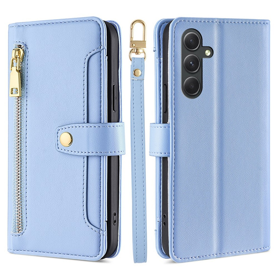 Θήκη με πτερύγιο για Samsung Galaxy A54 5G, Wallet Zipper Pocket, μπλε