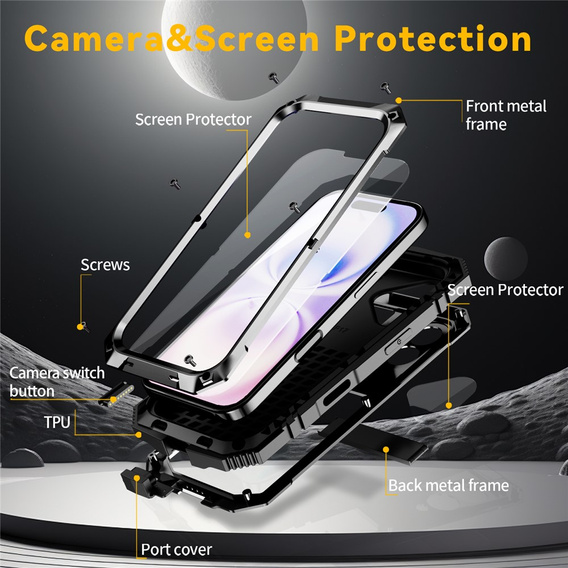 Θήκη R-JUST με βάση και ενσωματωμένο γυαλί για iPhone 17