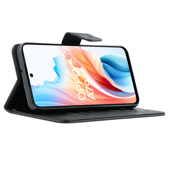 Θήκη με πτερύγιο για Oppo A79 5G, Butterfly, μαύρη