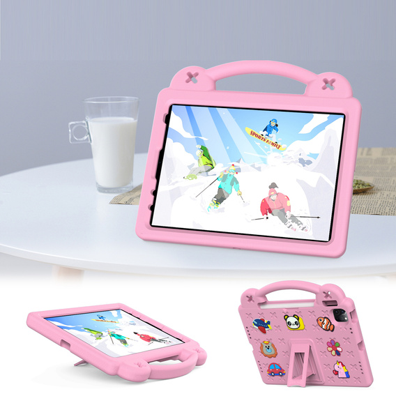Παιδική θήκη για iPad Air 10.9" 2022/2020 (5/4 gen.) / Pro 11" 2022/2021/2020 (4/3/2 gen.), Cute Patterns, με βάση, ροζ