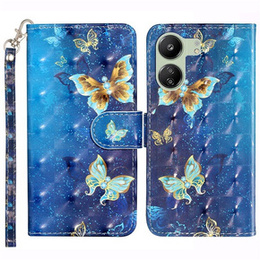 Θήκη με πτερύγιο για Xiaomi Redmi 13C / Poco C65, Wallet, Butterflies μπλε