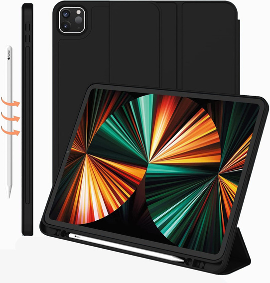 Θήκη για iPad Pro 12.9" 2022/2021/2020 (6/5/4 gen.), Smart Pencil, με υποδοχή γραφίδας, μαύρη